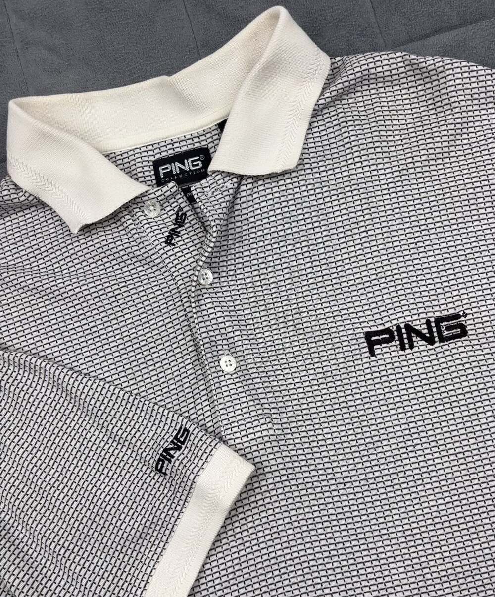 Vintage Ping Collection Men's Size Large Short Sleeve Golf Polo Shirt White Gray